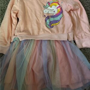 SHEIN Pink Unicorn Dress with Rainbow Tulle Skirt